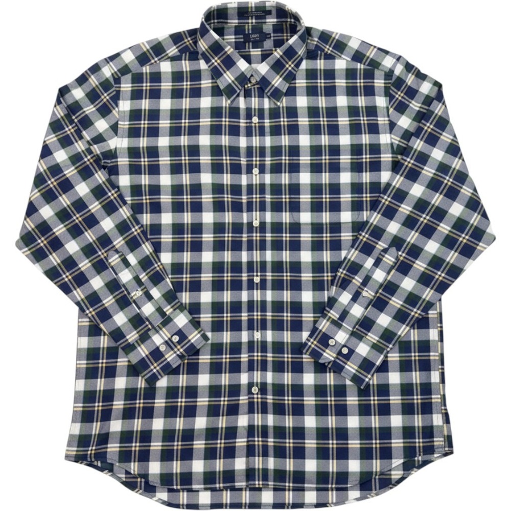 LINCS David Chu Mens XXL Plaid Button Down Shirt Navy Green Cotton NWT